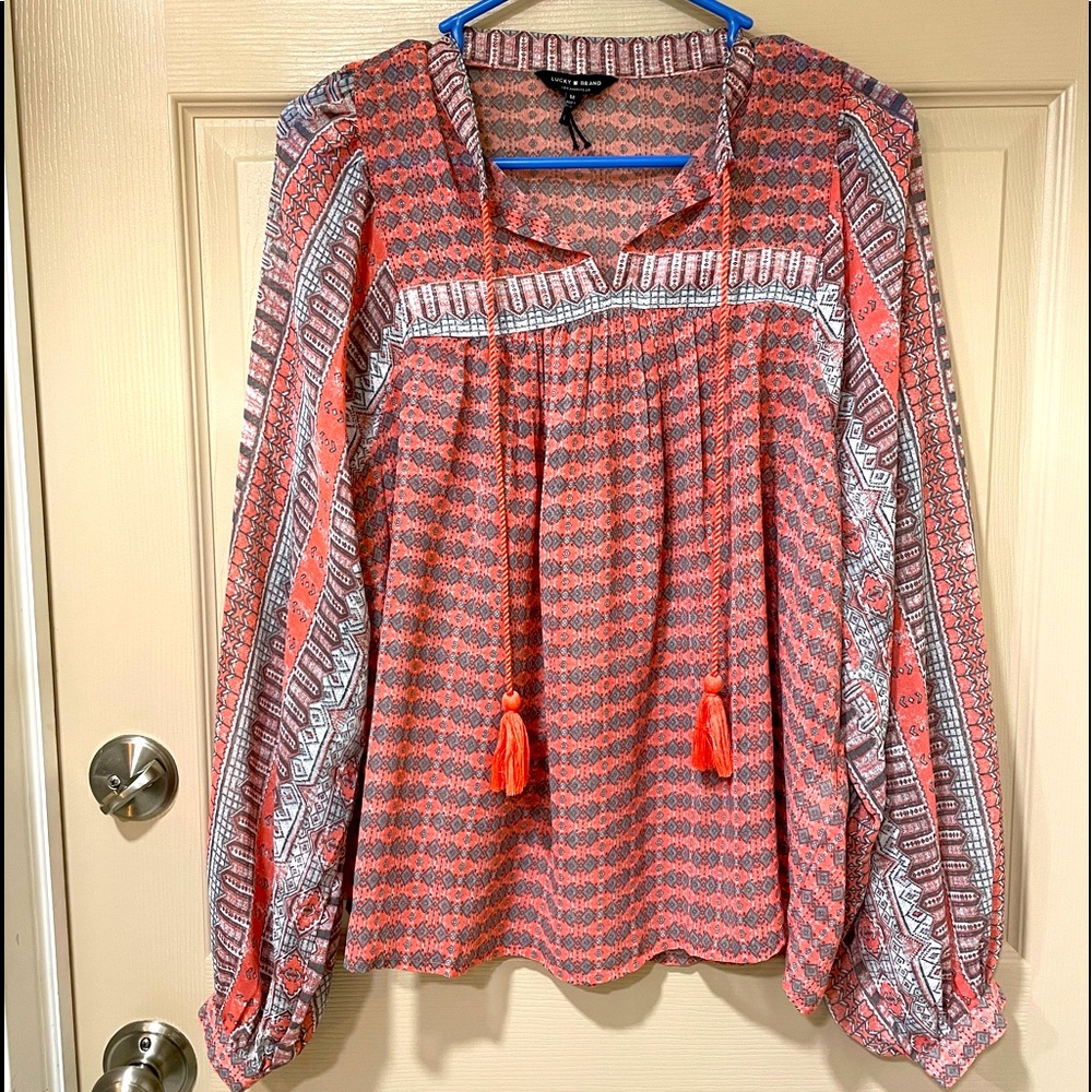 Lucky Brand Los Angeles women’s floaty Boho Festival blouse SZ M